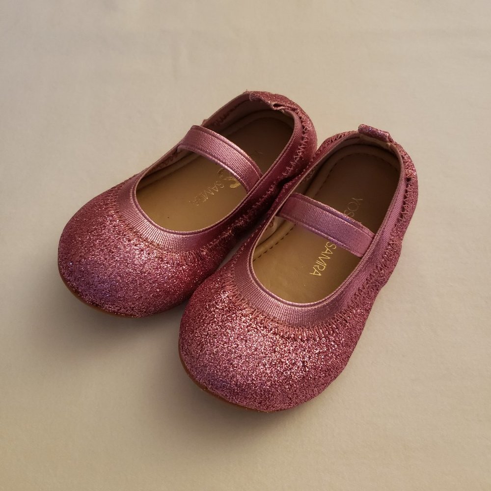 YOSI SAMRA Kids Miss Samara Sparkly Ballet Mary Jane Flat Pink Shoes Size 5C NIB